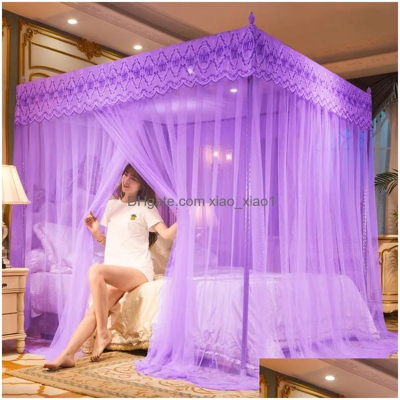 mosquito net luxury embroidery lace pleated mosquito net for bed square romantic princess queen size double bed net canopy mosquito tent mesh