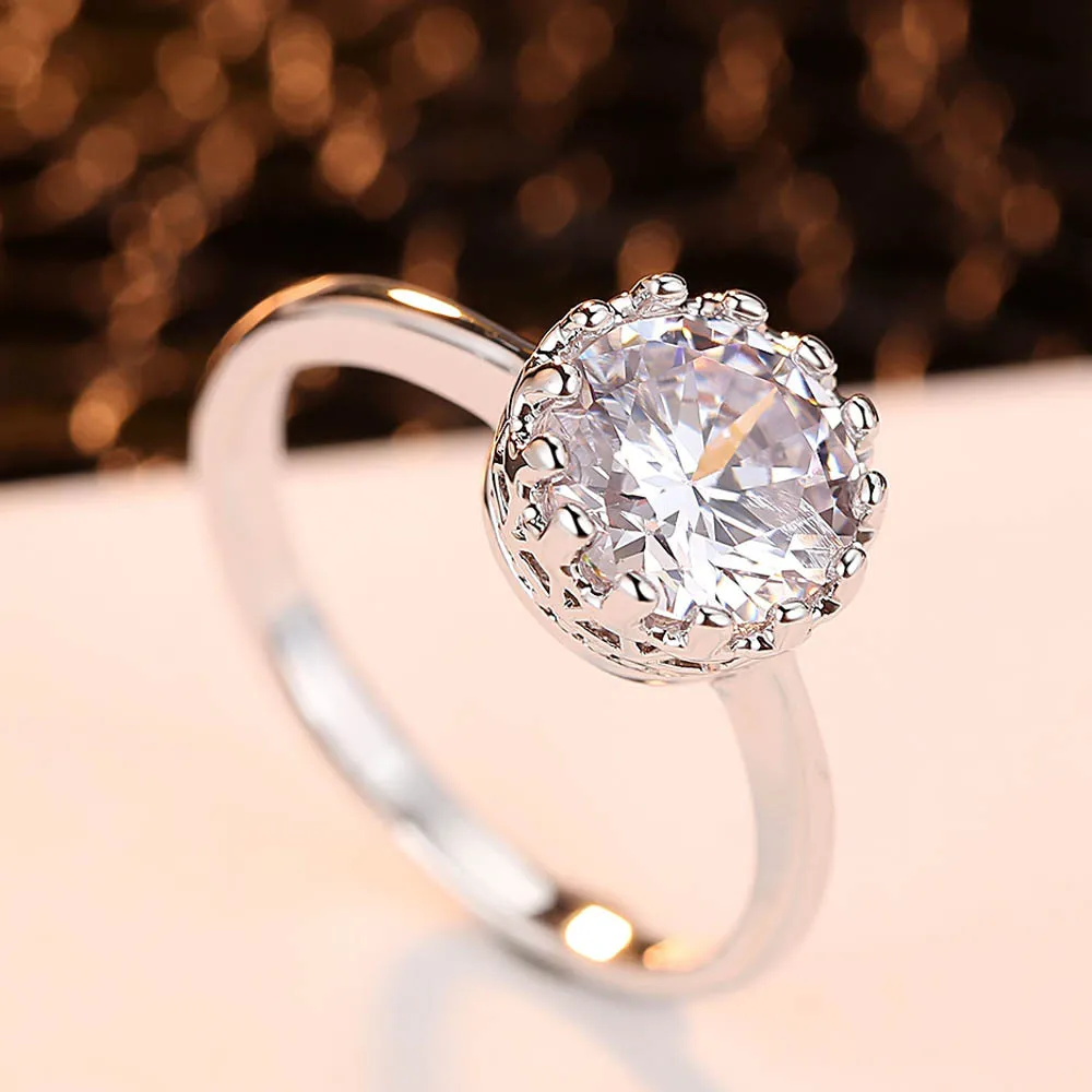 Crown Promise Ring Roségold Silber Aaaaa Sona CZ Verlobungs Hochzeitsringe für Frauen Brautparty Schmuck