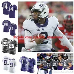 Custom TCU Horned Frogs College Football Jerseys Taye Barber Jersey 6 Darius Anderson 13 Justin Rogers 33 Sewo Olonilua Alex Delton Sti