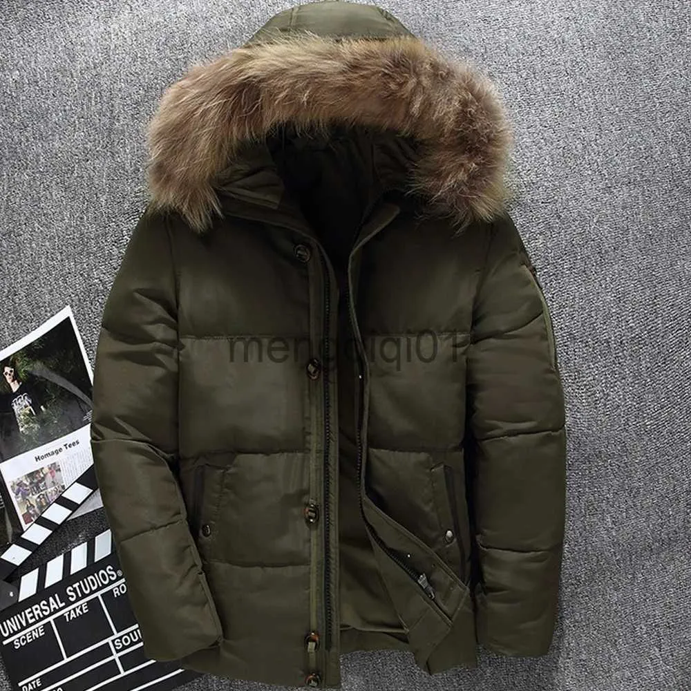 Parkas pour hommes Parkas tactiques d'hiver hommes blanc canard doudoune rembourrée à capuche chaud imperméable manteaux coupe-vent en plein air fourrure neige vêtements d'extérieur 2023 J231024