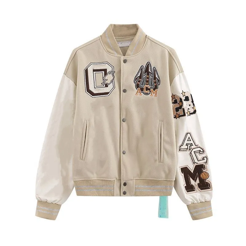 Off White Mens Jacket Varsity Jacket Vestes pour hommes Qualité Mode Manteau Off Vestes Veste de créateur pour hommes Vintage Long Baseball Off Sweat à capuche 0318