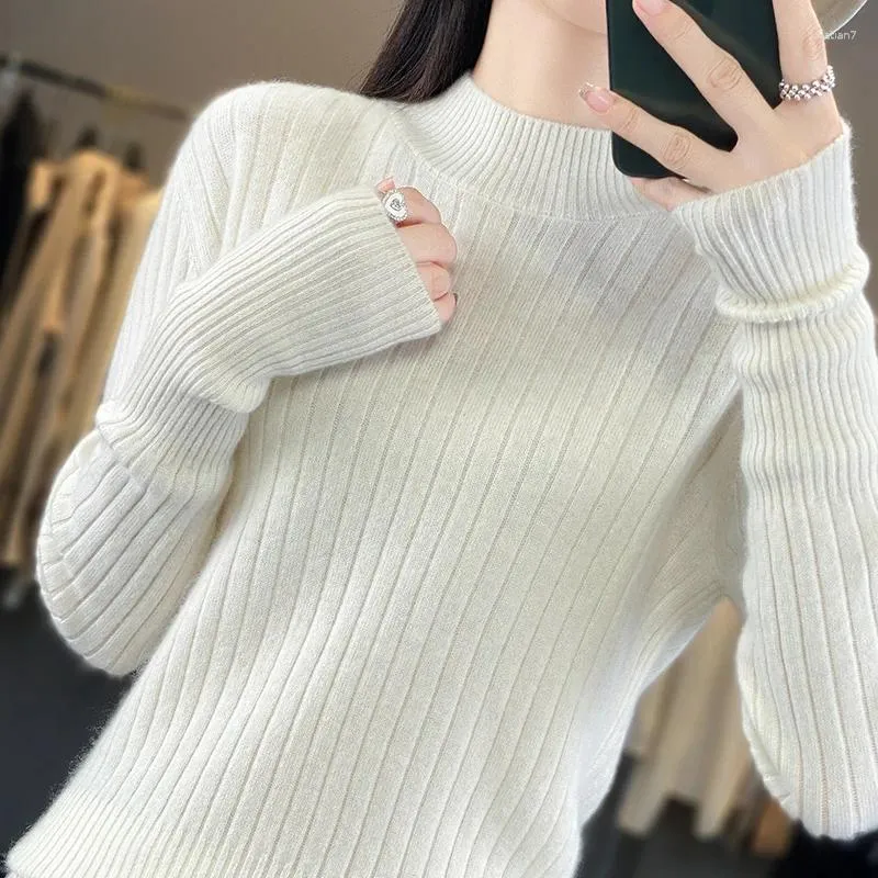 Kadın Sweaters Lüks ve İnce Fit Kadınlar Yarı Bultlenek Base Katmanı Sweater 100 Saf Kaşmir Yumuşak Rahat Çok Yönlü Örme Keçi