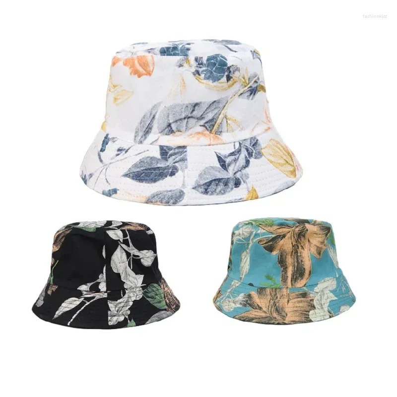 Berets Neotropical Plant Bucket Hat Men Print Large Leaf Sunscreen UV Protection Caps For Women Unisex Seaside Beach Fishing Hats