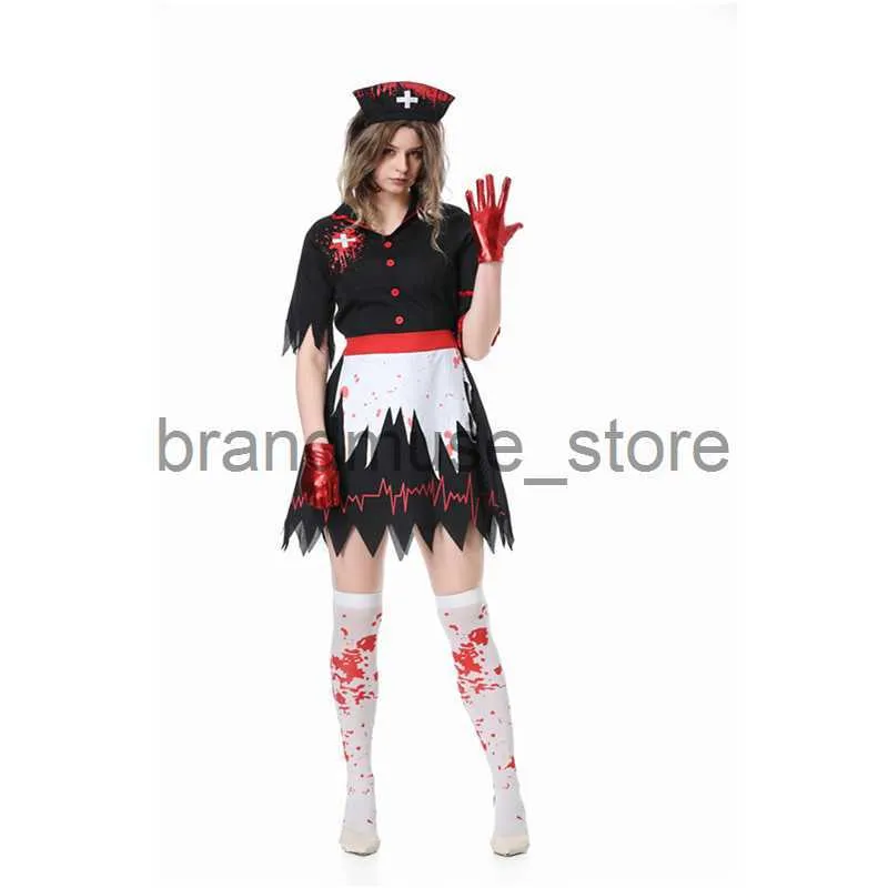 Thema Kostuum Halloween cosplay horror bloedvlek verpleegster vampier zombie rollenspel stage performance kostuums J231024