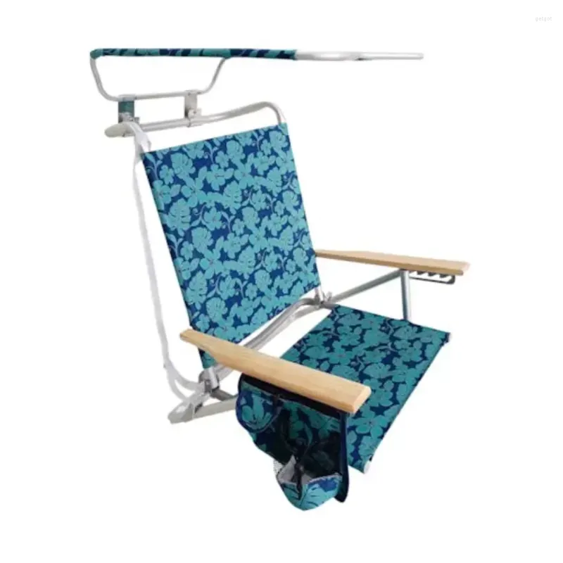 Camp Furniture Klappbarer Strandstuhl mit Baldachin-Aufbewahrungstasche, Getränkehalter, 5 Liegepositionen, 275 Pfund Kapazität, 31,00 x 25,50 30,50 Zoll