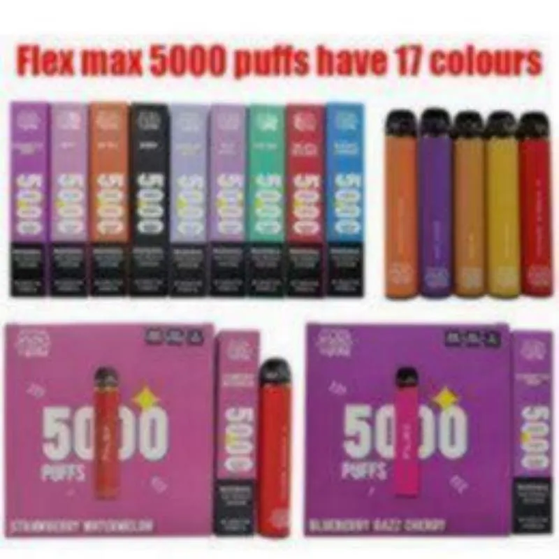 2023 원본 100% Filex 5000 퍼프 650 12ml e 담배 담배 선언 된 장치 일회용 vape 승인 17colors