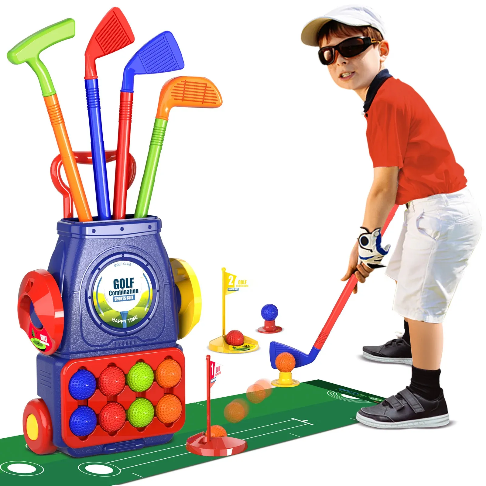 Спортивные игрушки QDRAGON Детский набор для гольфа с мячом для гольфа Игровой набор для малышей Спортивные игрушки Подарок для мальчиков и девочек 2, 3, 4, 5, 6 лет Игры в помещении 231023
