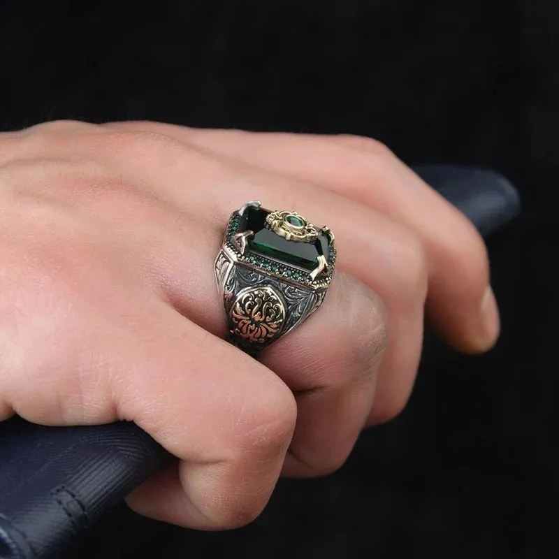 Retro Handmade Turkish Signet Damascus Mens Ring For Men Retro Handmade Turkish Signet Damascus Mens Ring For Men