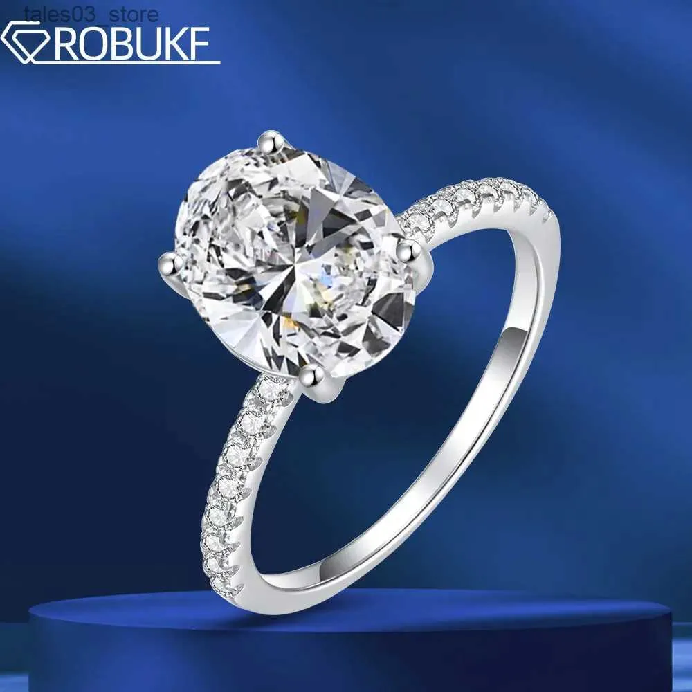 Fedi nuziali 3CT Anelli di fidanzamento in Moissanite con taglio ovale per le donne D Color Lab Creato con diamanti in oro bianco 18 carati Anelli in argento sterling 925 Q231024