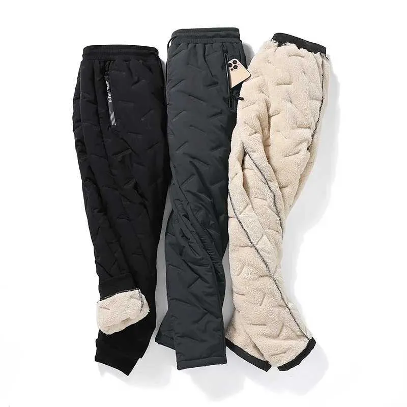 Calças masculinas novas calças de lã quente de caxemira masculina solta cor sólida calças de cordão de pelúcia outono inverno casual fora calças esportivas