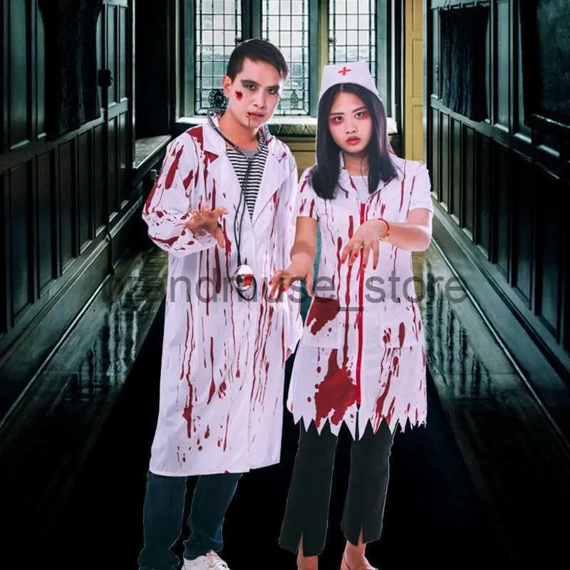 Theme Costume Straight Halloween Cosplay Bloody Terror Nurse Doctor Clothing Men's and Women's Prom Clothing J231024