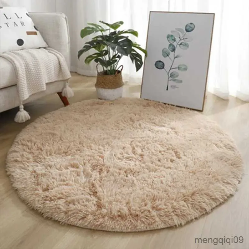 Alfombra de felpa redonda, alfombras blancas para sala de estar, decoración suave para el hogar, dormitorio, habitación de niños, alfombra de pelo