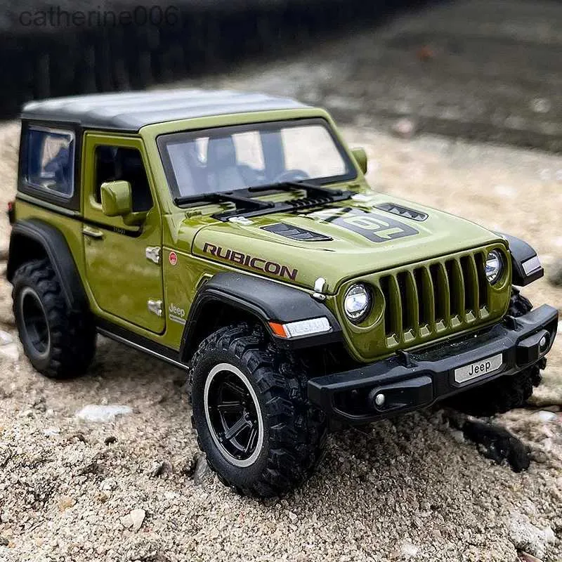 Inne zabawki 1 32 Jeeps Wrangler Rubicon off-road Model samochodowy zabawka Diecasts Metal Casting Dźwięk i lekkie zabawki samochodowe dla dzieci pojazdów 231024