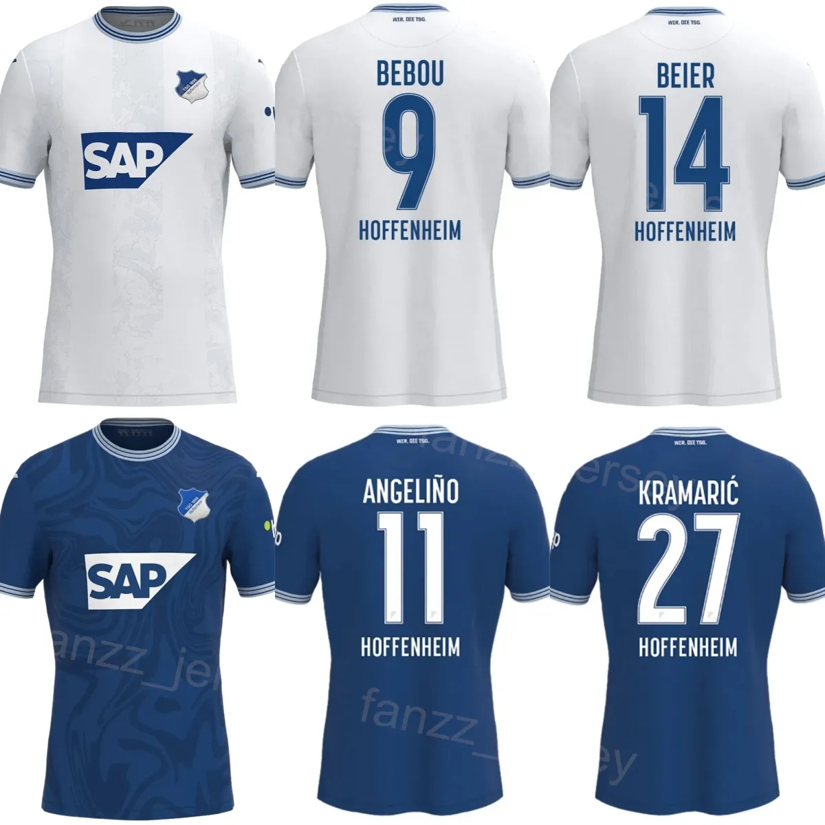 TSG Hoffenheim Soccer Jersey 23 24 Club Team 27 Andrej Kramaric 14 Maximilian Beier 1 Oliver Baumann 6 Grischa Promel 29 Kevin Vogt 16 Anton Stach Football Shirt Kits