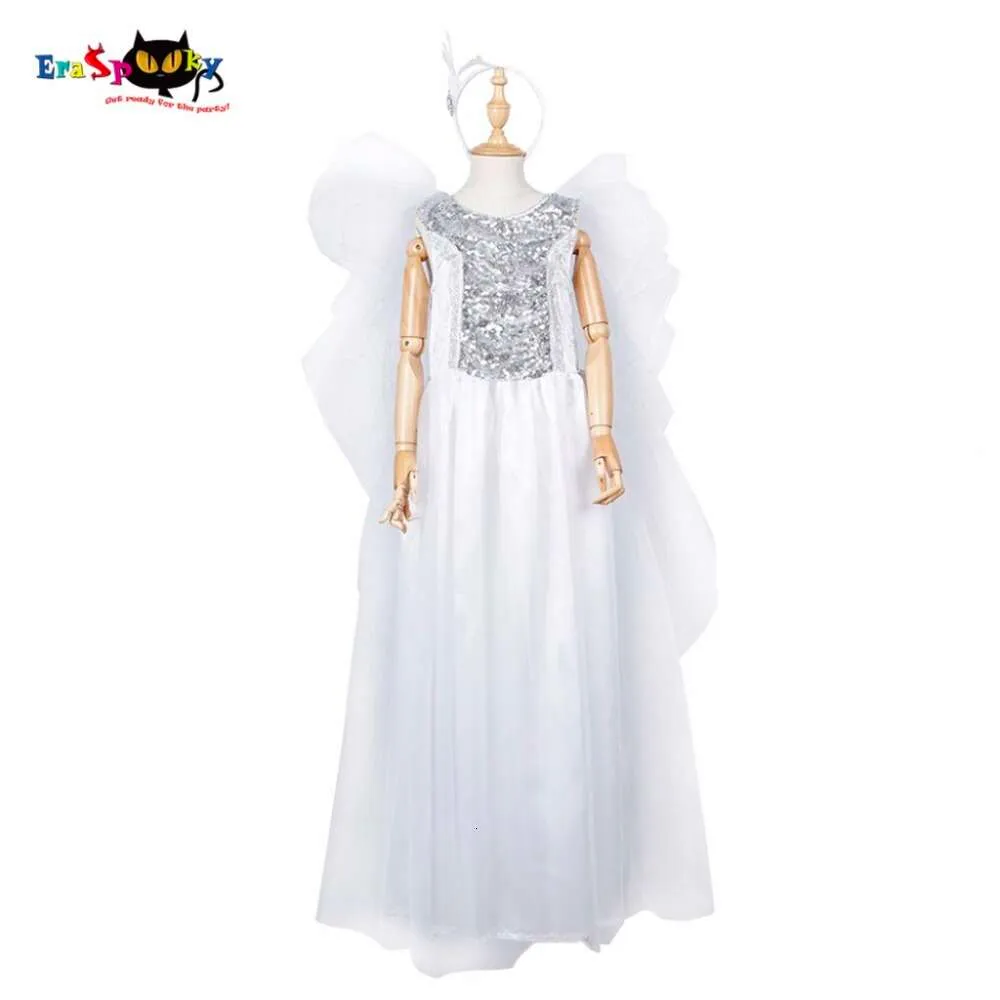 Cosplay meninas princesa traje de natal para crianças asas de anjo halloween cosplay carnaval vestido de festa criança renda branca lantejoulas