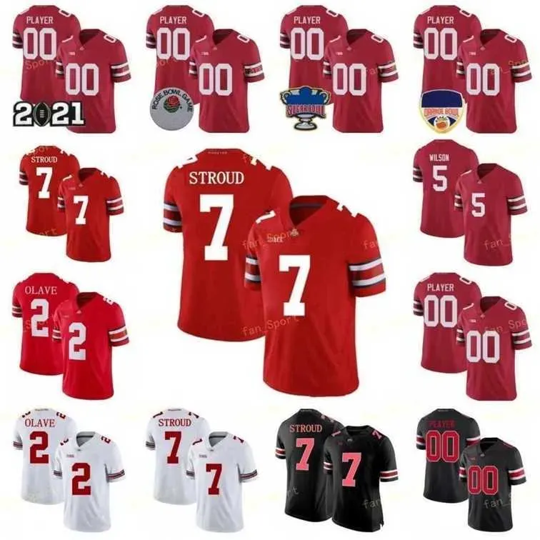 Ohio State Custom Buckeyes Football Jersey 2 Chris Olave 22 Chambers 28 Miyan Williams 6  Williams 88 Jeremy Ruckert 11 Jaxon