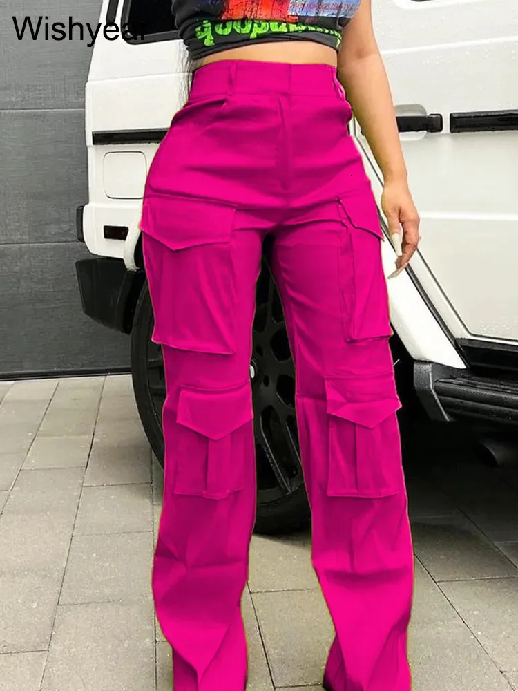 Pantaloni da donna Capris in autunno Zipper Fly Pantaloni cargo gotici Donna Sexy multitasche sul davanti Stile Safari Dritto Night Club Baggy Jogger 231024