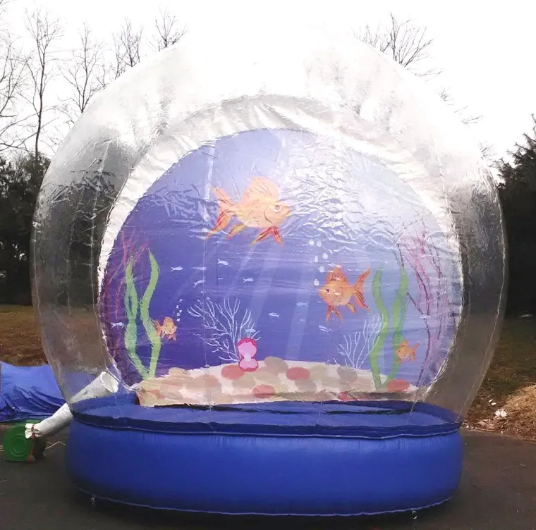 Nieuwe opblaasbare decoratie sneeuwbol voor Kerstmis 3M (10ft) dia menselijke grootte sneeuwbol Photo Booth aangepaste achtergrond kersttuin doorzichtige bubbel Dome88080