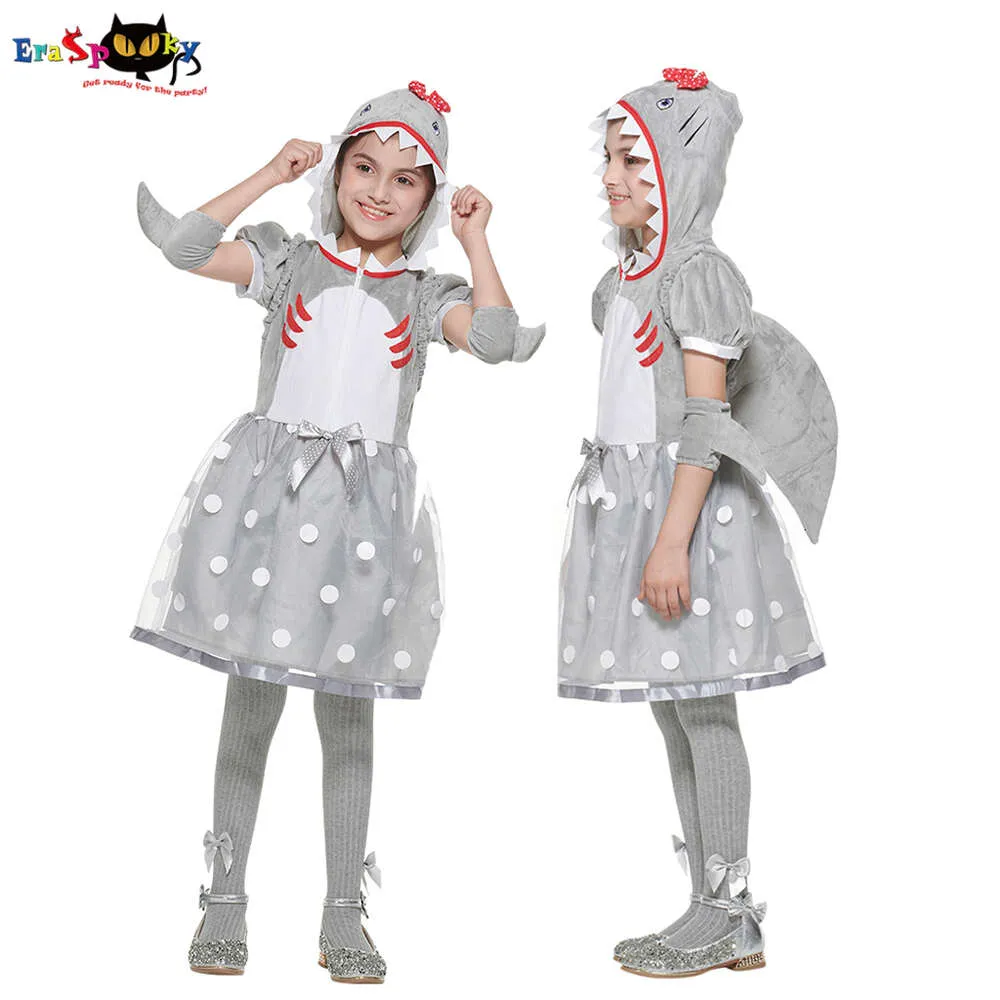 Disfraz de erapooky para niña, disfraz de Halloween para niños, novedad de 2021, vestido elegante de tiburón bonito para niños