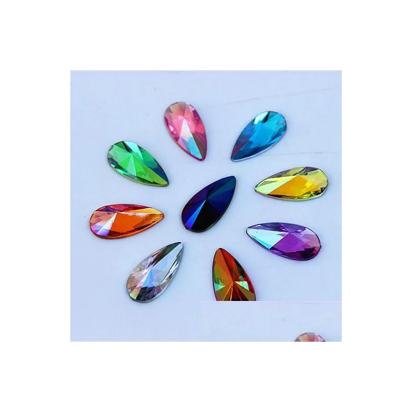 Rhinestones Micui 100Pcs 9X18Mm Crystal Drop Flat Back Acrylic Stones For Jewelry Making Clothes Decorations Zz455 Delivery Dhnpf