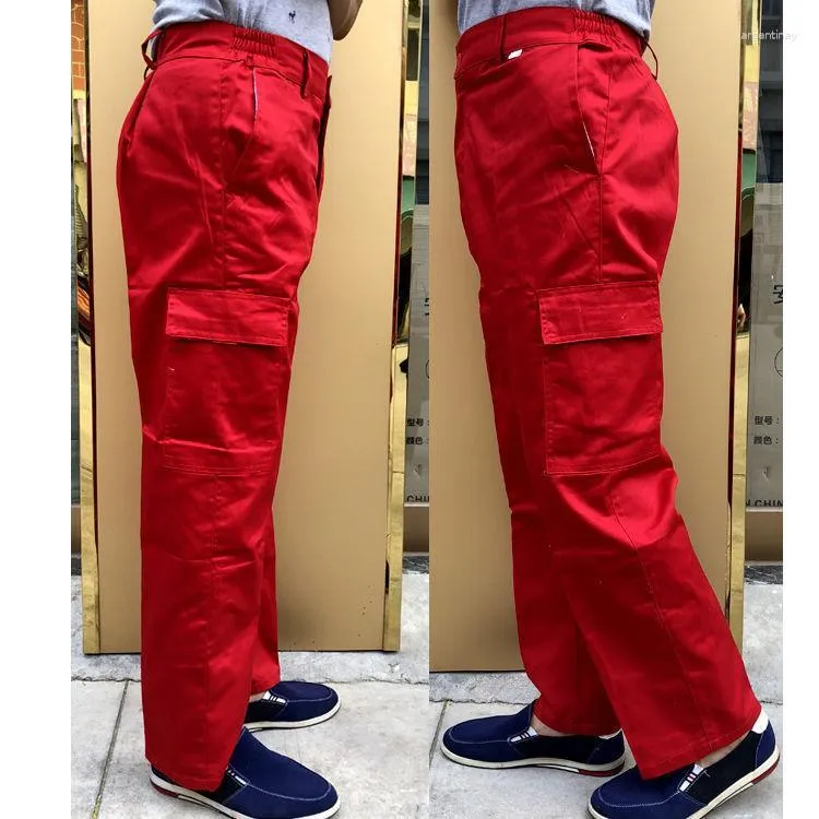 Pantalons pour hommes Style japonais pour hommes Résistant à l'usure Entraînement Orange Coton Salopette Hommes Casual Lâche Hiphop Pocket Cargo pour MenMen's