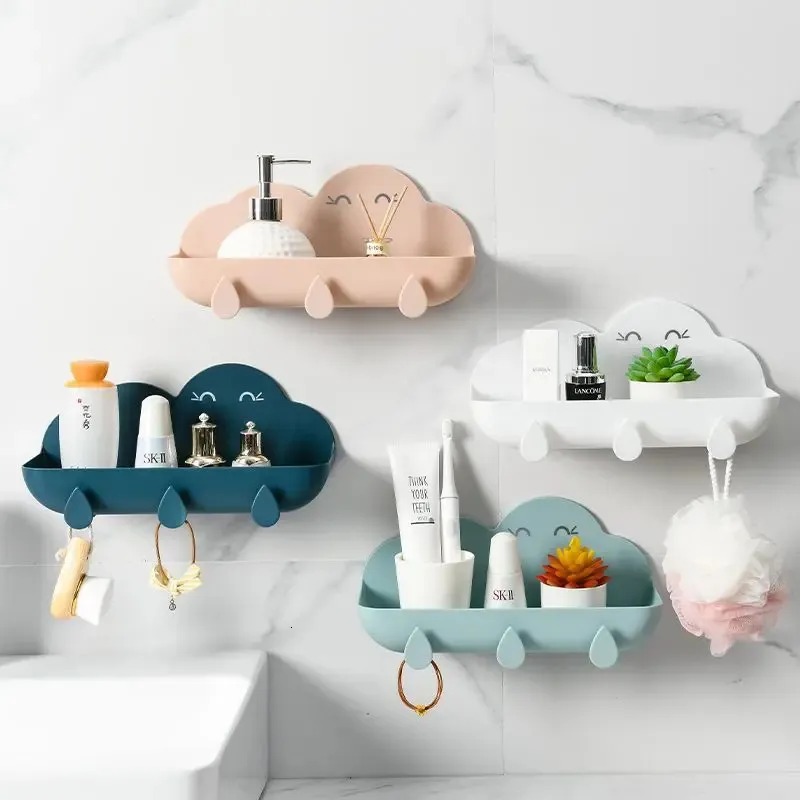 Porte-savons Porte-savon auto-adhésif en forme de nuage de haute qualité, porte-savon mural, porte-éponge avec 3 crochets pour salle de bain 231024