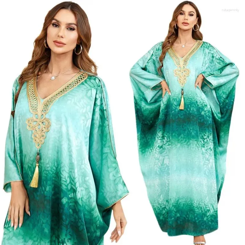 Ethnische Kleidung, modisch, afrikanische Damen, Fledermausärmel, lockere Robe, Kaftan, islamische Partykleider, muslimisches Kleid, marokkanisches Jilbab, Vintage-Druck