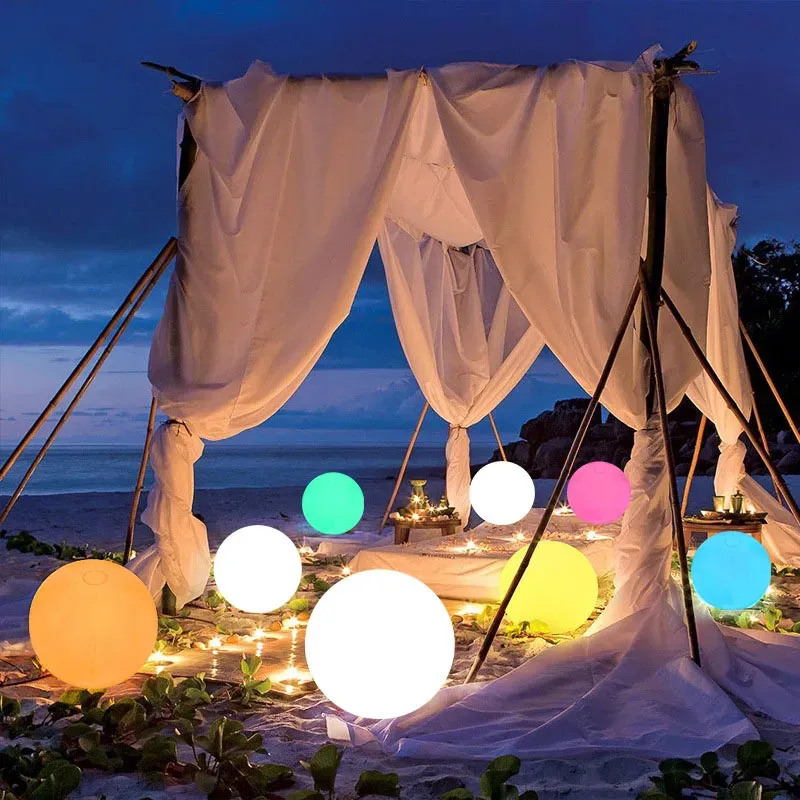 Autres fournitures de fête d'événement 40cm LED lumineuse gonflable ballon de plage piscine jouet 16 couleurs lumière pour la fête de mariage d'été hawaïenne décoration de jardin 231023