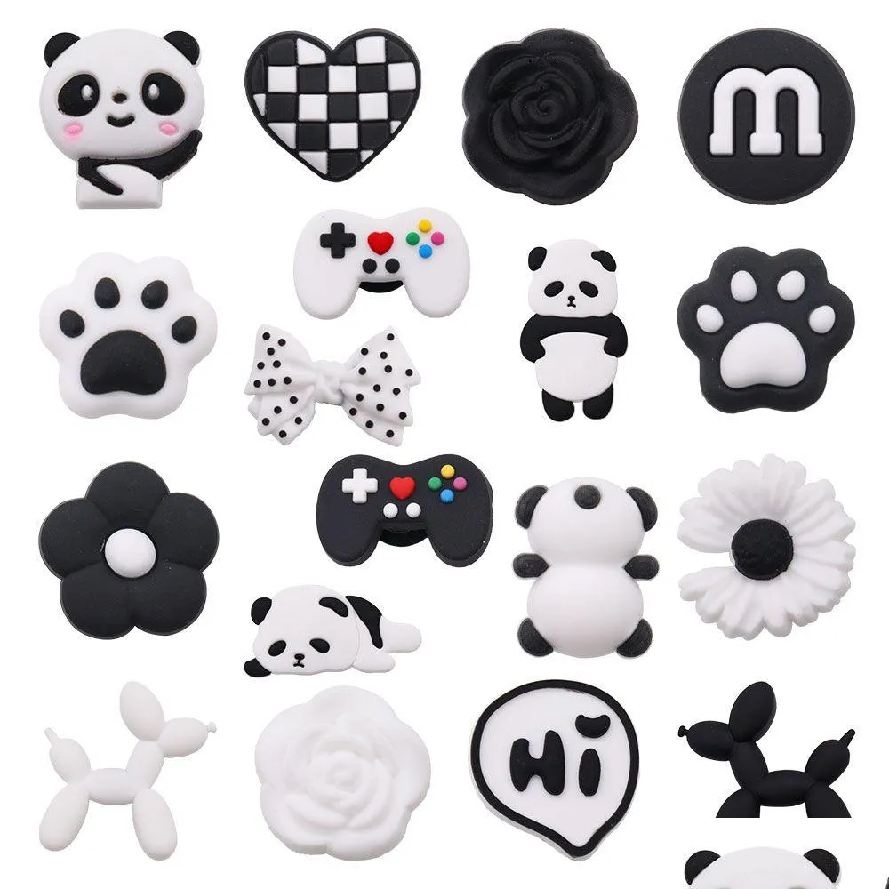 Schuhteile Zubehör Großhandel 100 Stück PVC Kawaii schwarze Schokolade Herz Blume Spiel Griff Charms Schnalle Dekorationen für Armband Dhsec