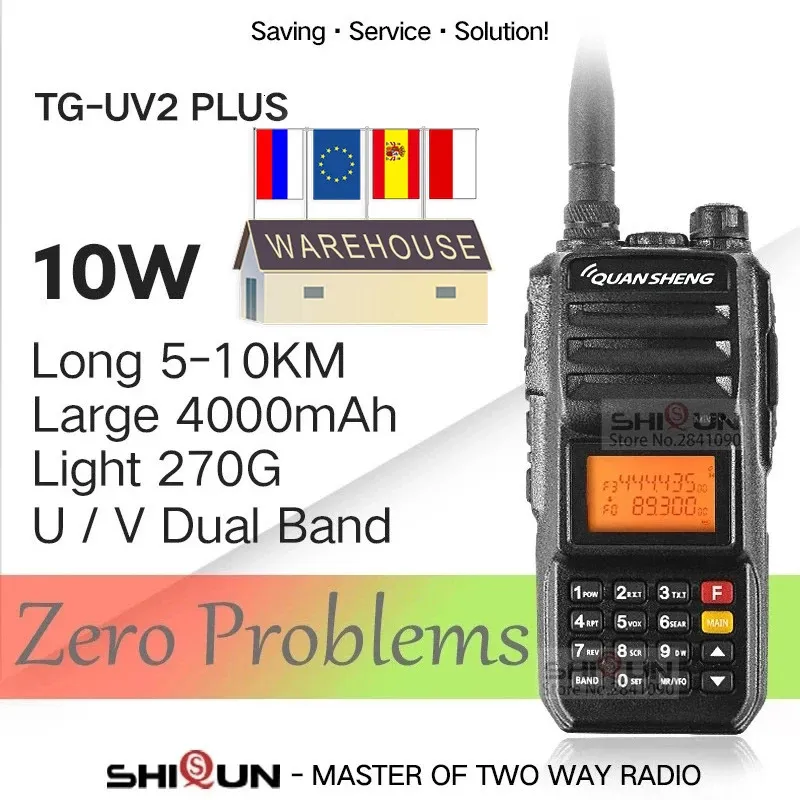 Walkie Talkie Walkie-Talkie 10 km Quansheng TG-UV2 Plus 10W Długość Talkie Walkie 10km 4000Mah Radio 10 km VHF UHF Dual Band Analog UV2 Plus 231023