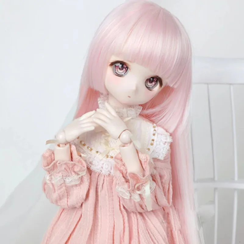 Dolls 13 14 16 18 High Temperature Wire Cute Pink Straight BJD Super For Doll Hair 231024