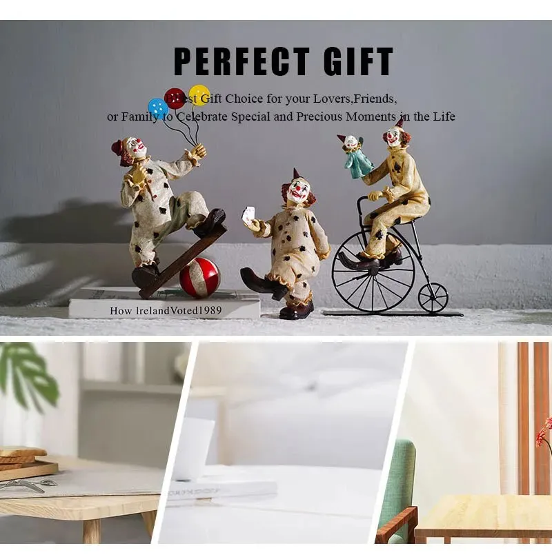 Christmas Decorations Resin Poker Clown Figurines Circus