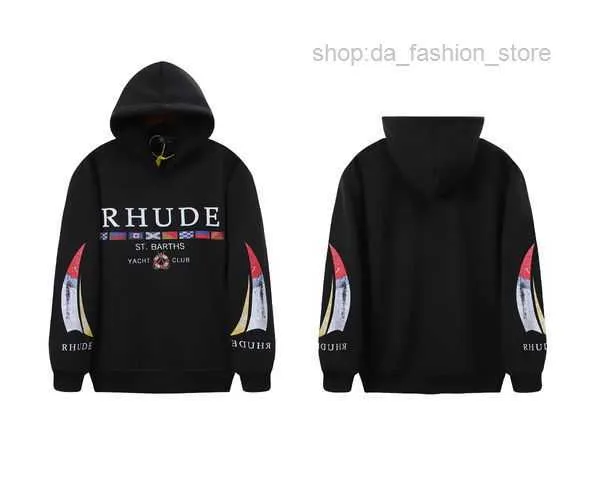 Rhudeパーカーデザイナーメンズレタープリントルーズロングスリーブフーディーズファッションスポーツ男性女性高品質の高級ブランドスウェットシャツ米国サイズ7 IQS2