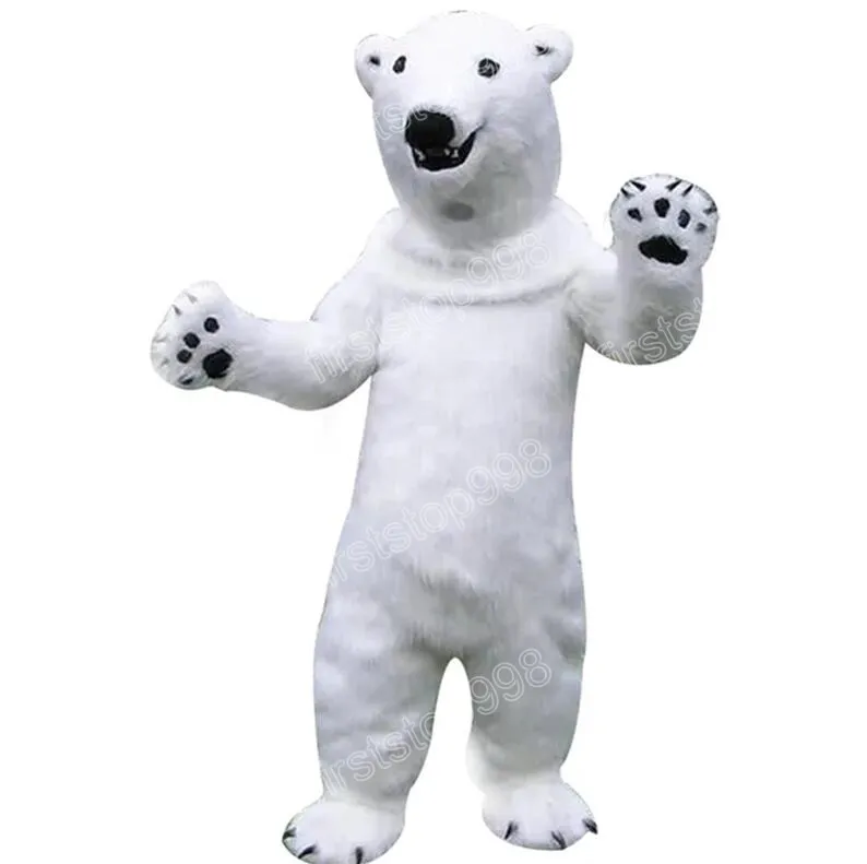 Costume de mascotte d'ours polaire d'Halloween, personnage de thème animé de dessin animé de qualité supérieure, taille adulte, fête de Noël, tenue de publicité extérieure