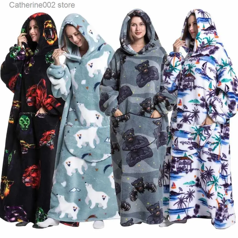 Women's Sleep Lounge Halloween Cosplay Come Family Matching Outfits Mother Kids Cartoon Overdized Hoodies Wearable Filtar Sherpa Sweatshirts T231024