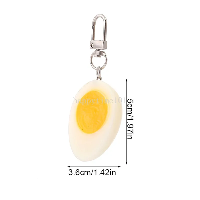 Funny Simulation Egg Food Keychain Keyring For Women Men Gift Creative Boiled Egg Car Key Box Bag Charms Trinket Jewelry