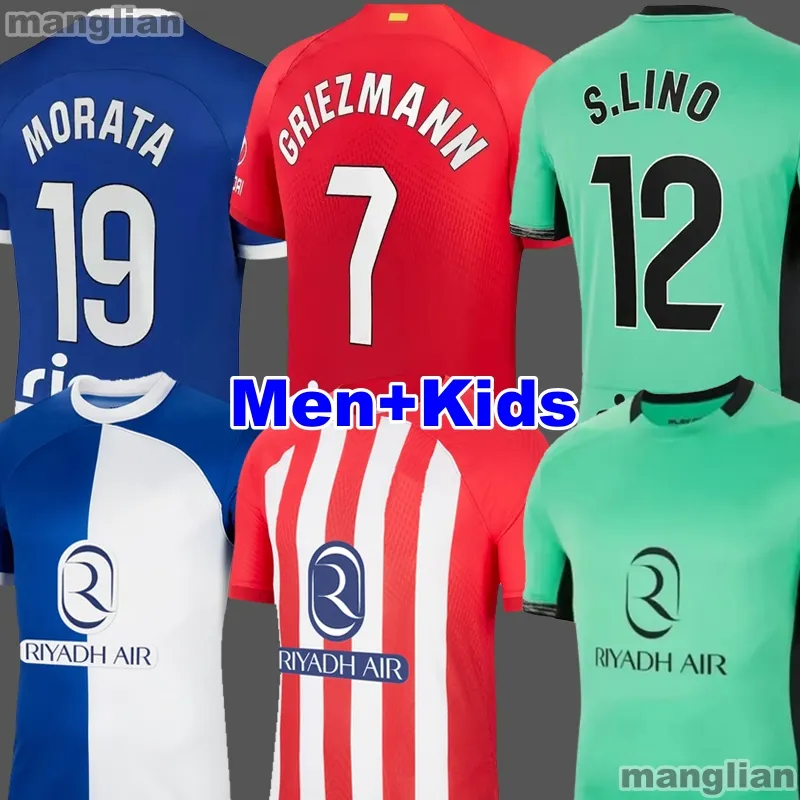23 24 Camisas de futebol MORATA GRIEZMANN 2023 2024 M.Llorente CORREA KOKE Atlético de Madrid Camisetas de futbol LEMAR CARRASCO masculino kit infantil camisa de futebol