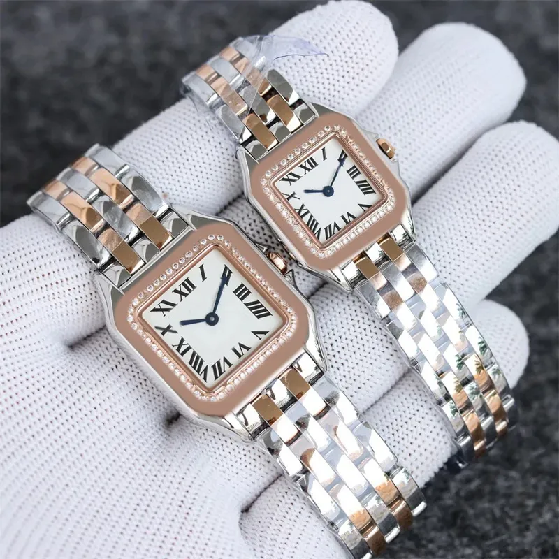 Relógio feminino quartzo movimento tanque banhado a ouro relógio quadrado reloj aço inoxidável montre de luxe moda diamon casual designer relógio de pulso dh016