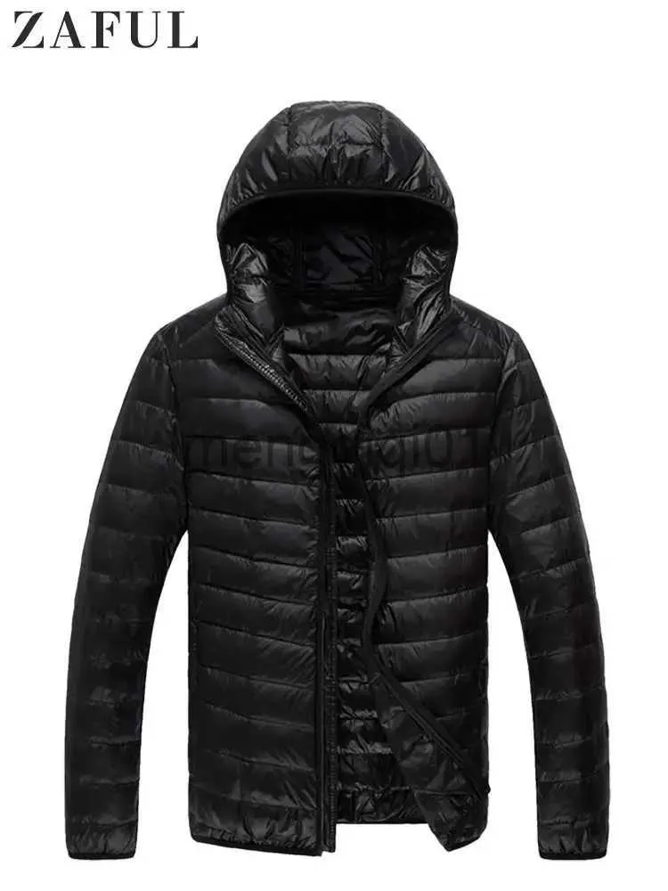 Men's Down Parkas ZAFUL doudoune pour hommes solide fermeture éclair manteaux chauds matelassé à capuche doudoune hiver Streetwear Parkas basique unisexe vêtements d'extérieur nouveau J231024