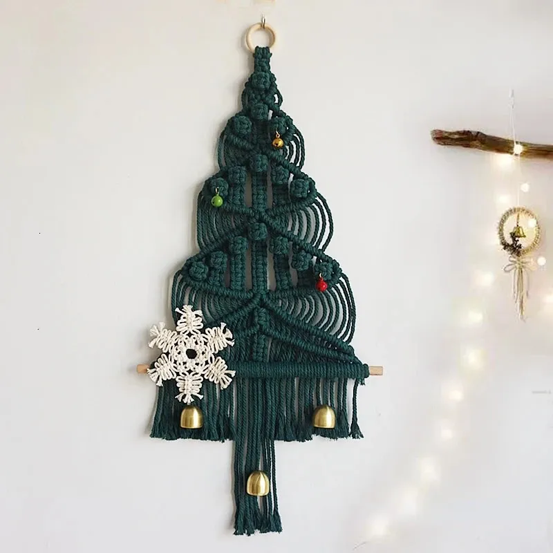 Tapestries Macrame Christmas Tree Wall Hanging Tapestry Handwoven Boho Decoration Bohemian Decor For Living Room Kids Baby Gift Room Decor 231023