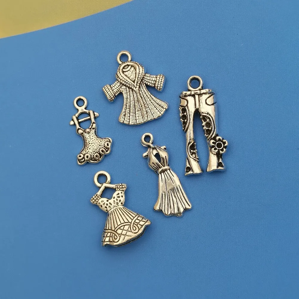 50 шт. античное серебро платье джинсы сплав подвески с подвесками для DIY ожерелье ювелирных изделий ремесло A-830
