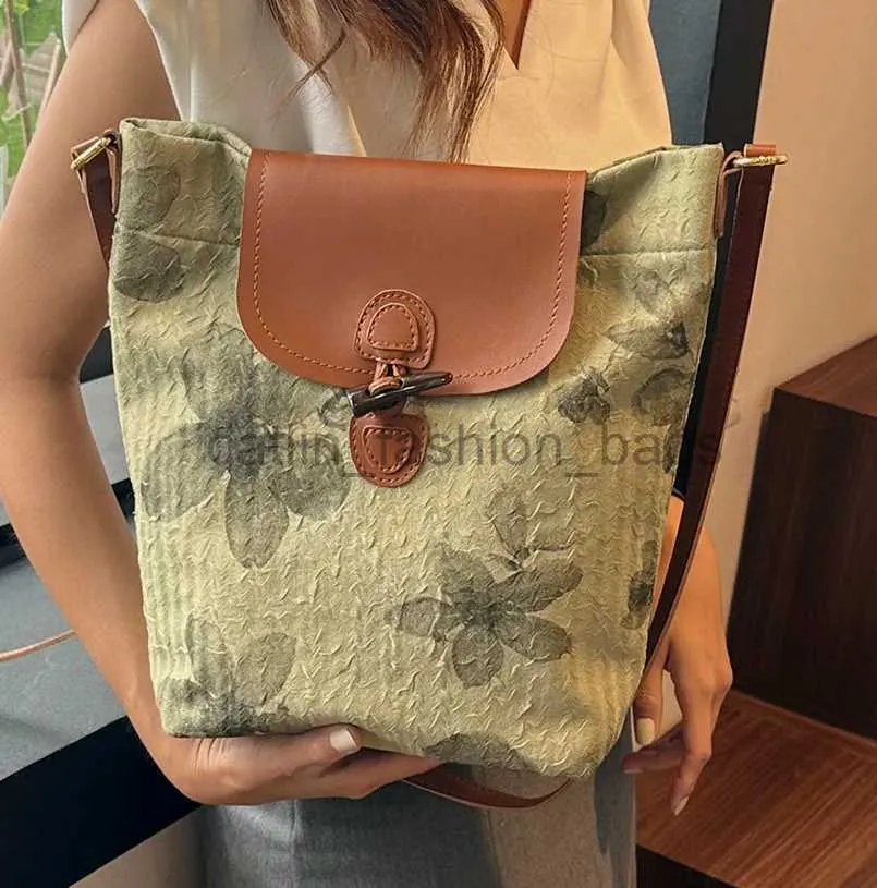 Shoulder Bags Bags Flower Pattern Women's Handbag Vintage Cross Body Bag Canvas Shoulder Bag PU Leather Handbagcatlin_fashion_bags