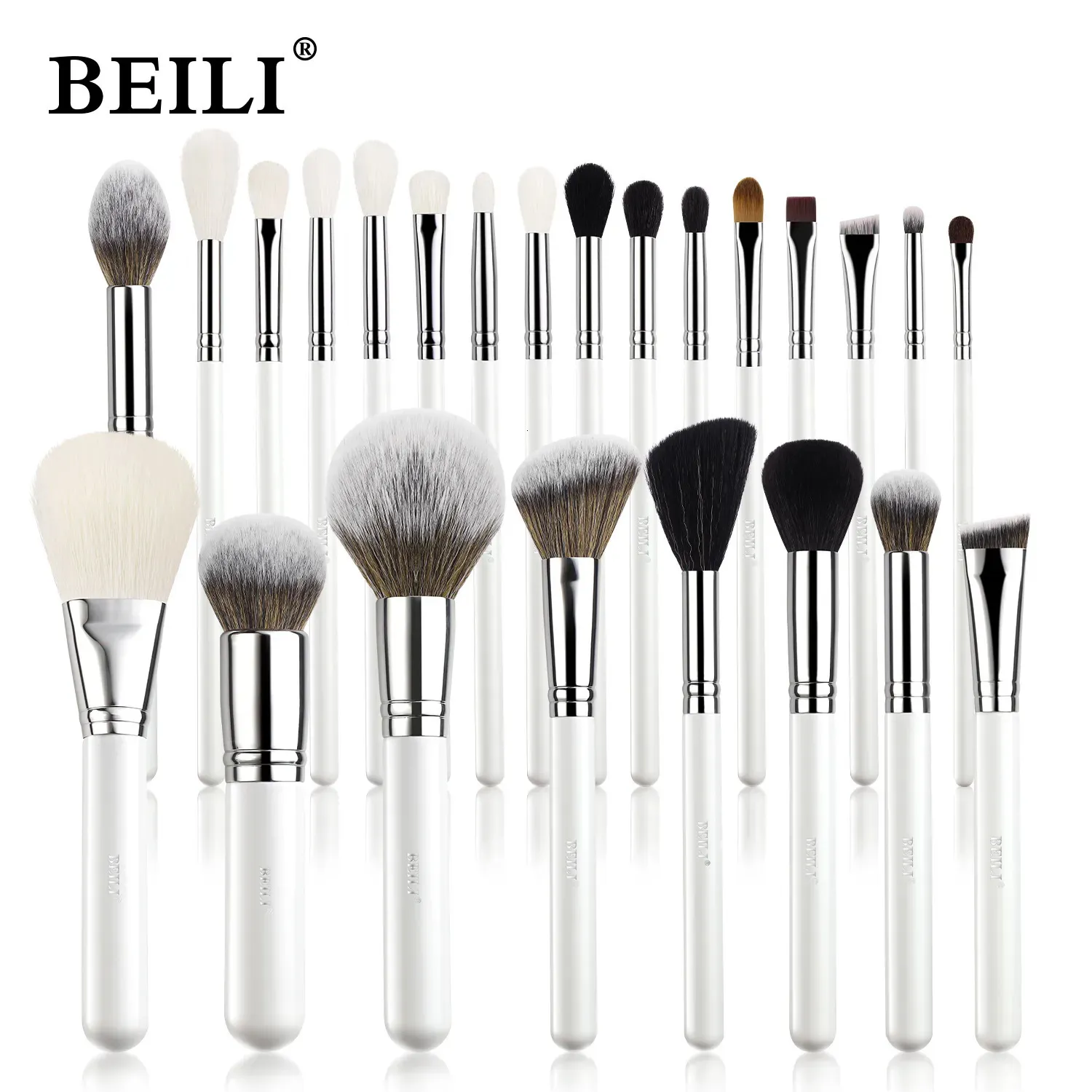 Outils de maquillage BEILI Brush Set avec support et éponge Fondation Sourcils Fard à Paupières Brosses Kit Make Up Puff 2442pcs 231023