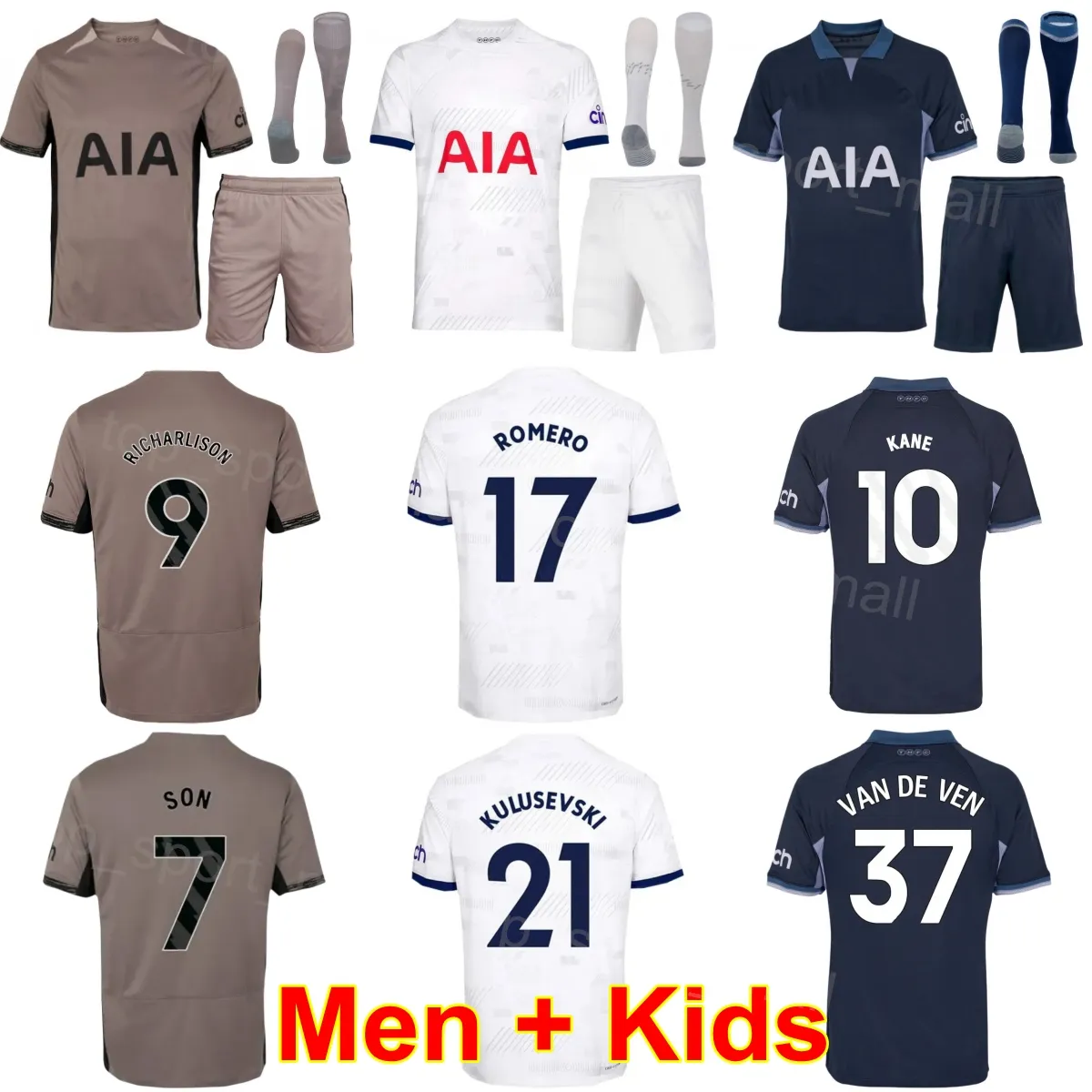 Man Youth 23 24 Club Soccer 7 Son Heung-Min Jersey Set 10 Harry Kane 10 James Maddison 17 Cristian Romero 21 Dejan Kulusevski 38 Destiny Udogie Maglia da calcio Kit ReCi