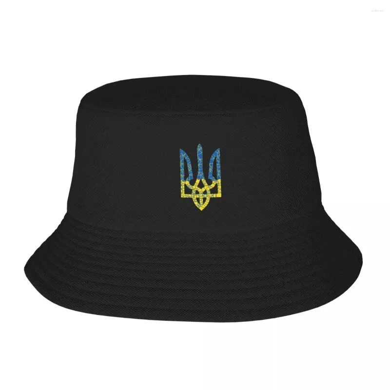 Berets Summer Travel Headwear Ukraina Flagg Tillbehör Hink Hattar Unik design unisex Sun Hat Ispoti Fishing Fisherman Camping