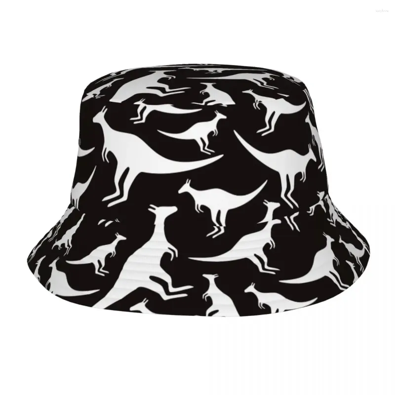 Berets Casual White Animal Kangaroo Bucket Hats Unisex Lightweight Camping Nature Wild Fishing Caps Summer Headwear