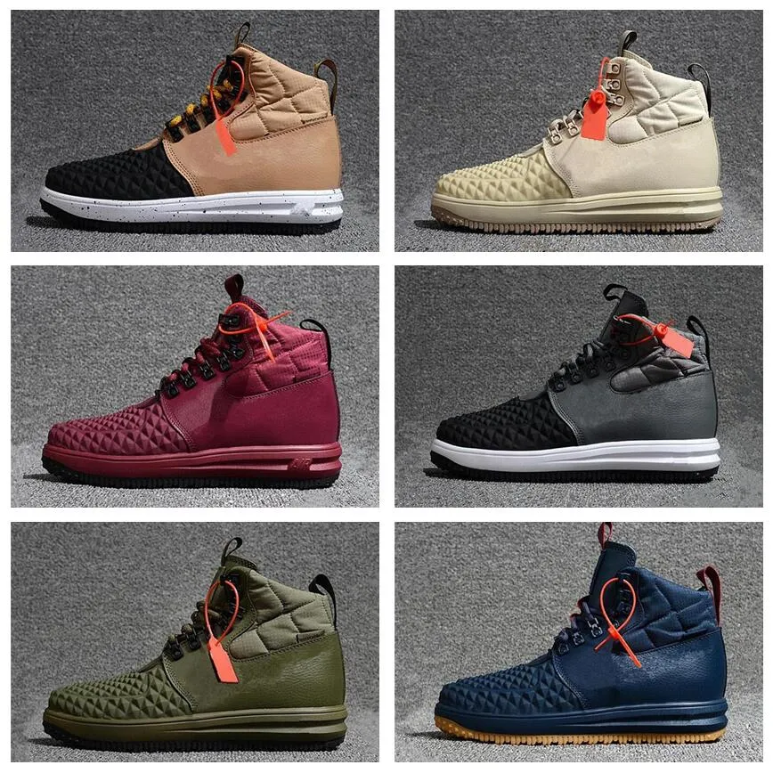LF1 Fashion Lunar Duckboot Mens AF1 Hight Top Boots Leather Waterproof Sneakers Women 1 Designer Chaussures Running Shoes 36-46