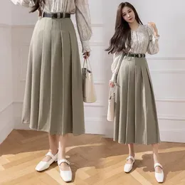 Skirts Spring Summer Fashion Ball Gown Long Skirt Women Elegant High Waist Aline Pleated Ladies Casual Suit 231019