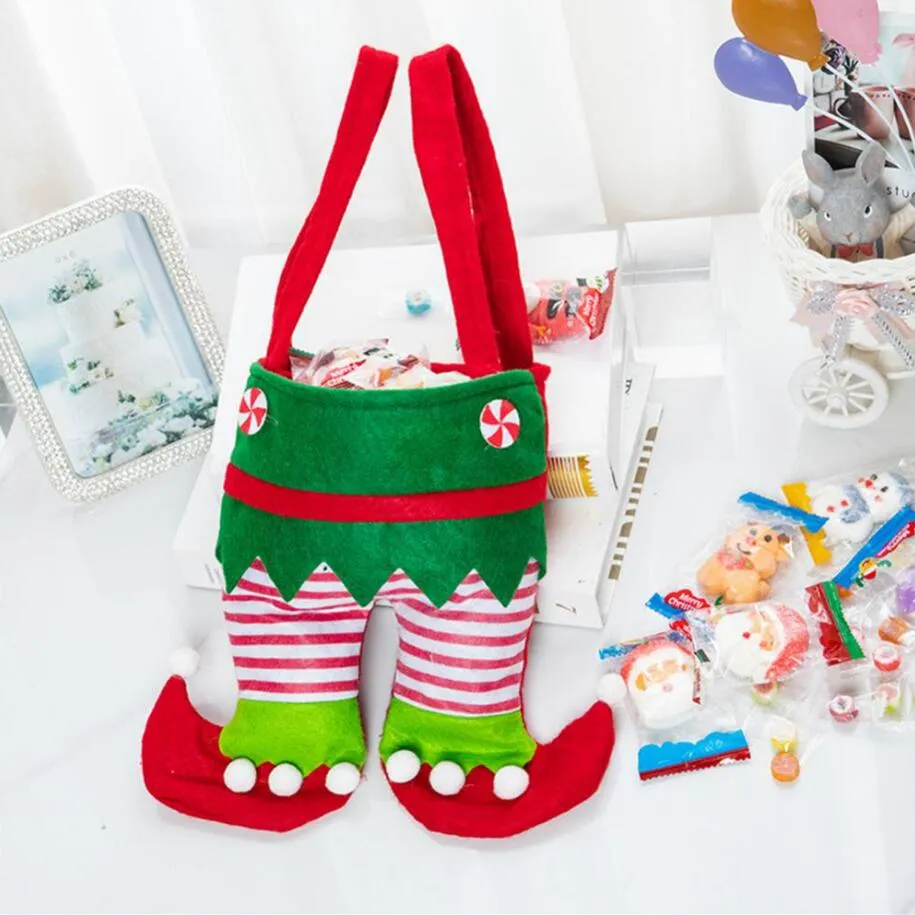 Christmas Gift Elf Candy Bags Wine Bag Socks Elf Cola Bag Christmas Red Green Candy Gift Bag Party Xtmas Stockings