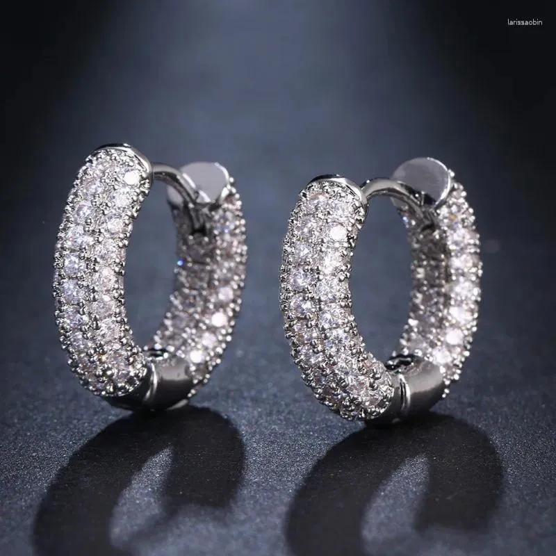 Orecchini a cerchio Anziw Originali cerchi in argento sterling 925 Gioielli di lusso 1.3mm Diamante rotondo Moissanite per le donne Festa di nozze